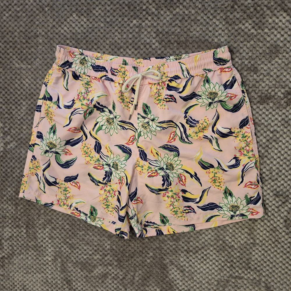 Polo Ralph Lauren Swim Trunks Pink Hawaiian Print Lined Board Shorts XL Pockets